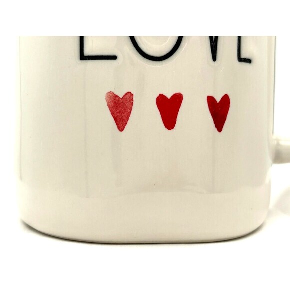 Rae Dunn LOVE Mug Ivory Hearts Valentines Love Artisan Collection Red Glazed New - Picture 12 of 14